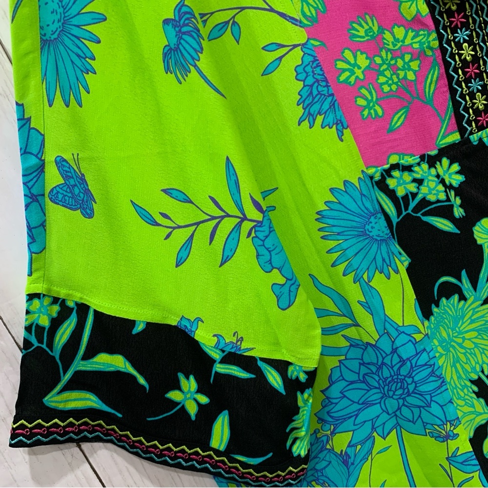 John Mark Embroidered Boho Top Women 2X Tassel Floral Multicolor Kimono Sleeve - Picture 7 of 15